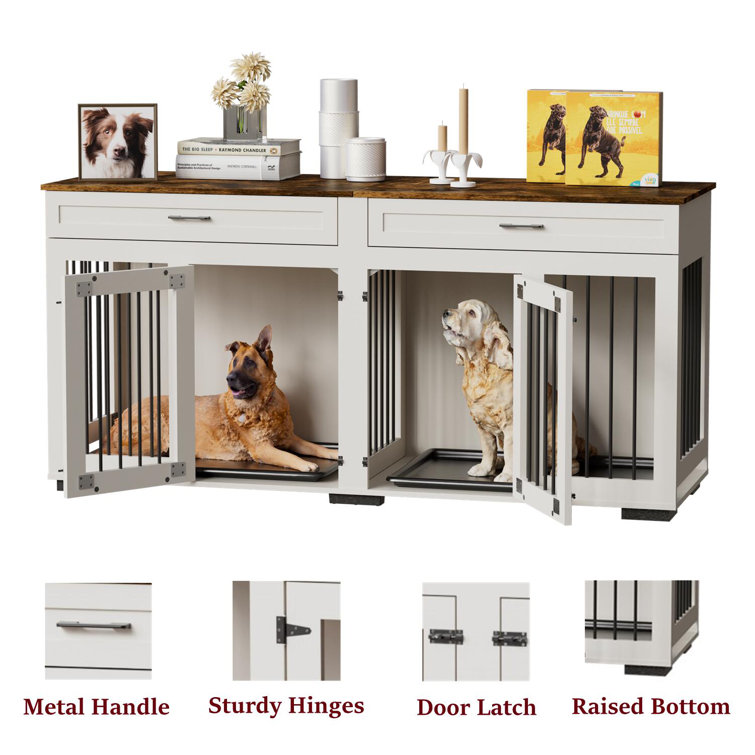 Tucker Murphy Pet Large Dog Crate Furniture With Room Divider And